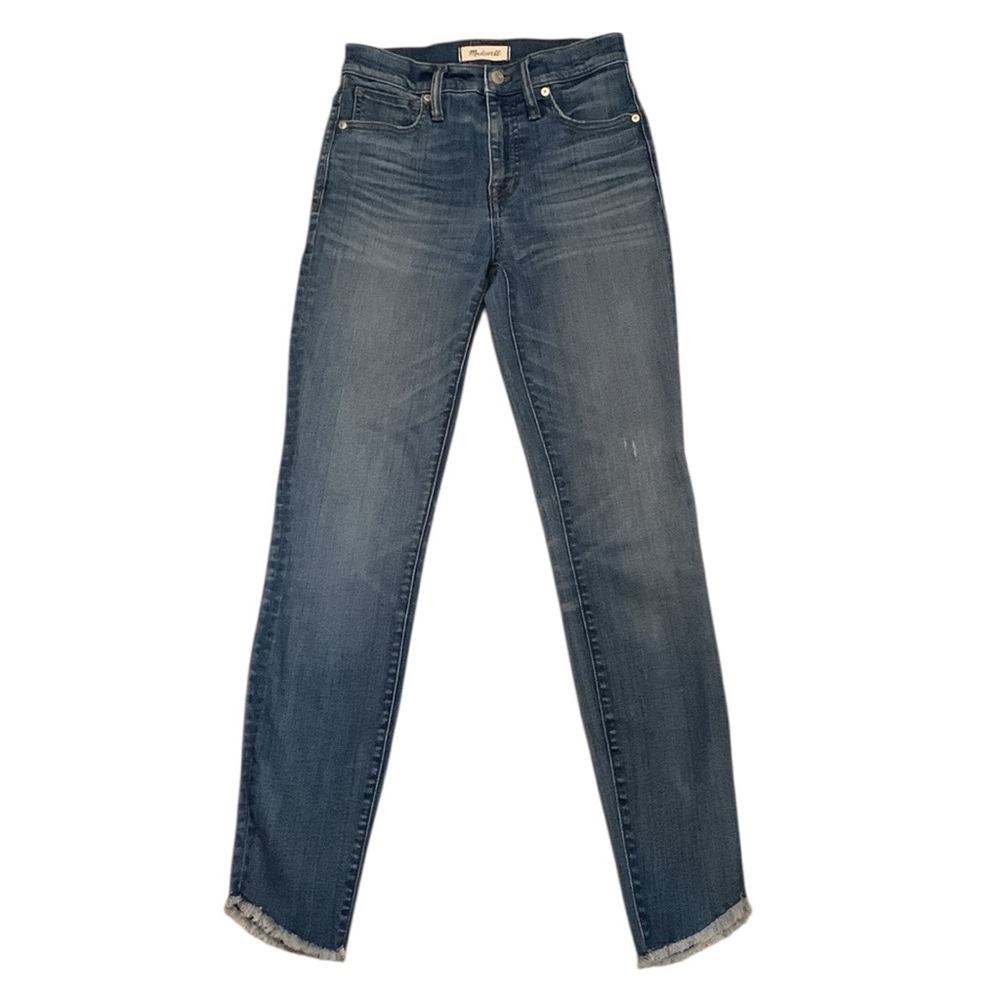 Madewell 10” High Rise Skinny Jeans Raw Hem Distressed Size 25